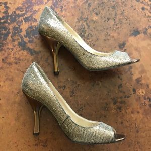 Used Nine West Glitter peep toe heels